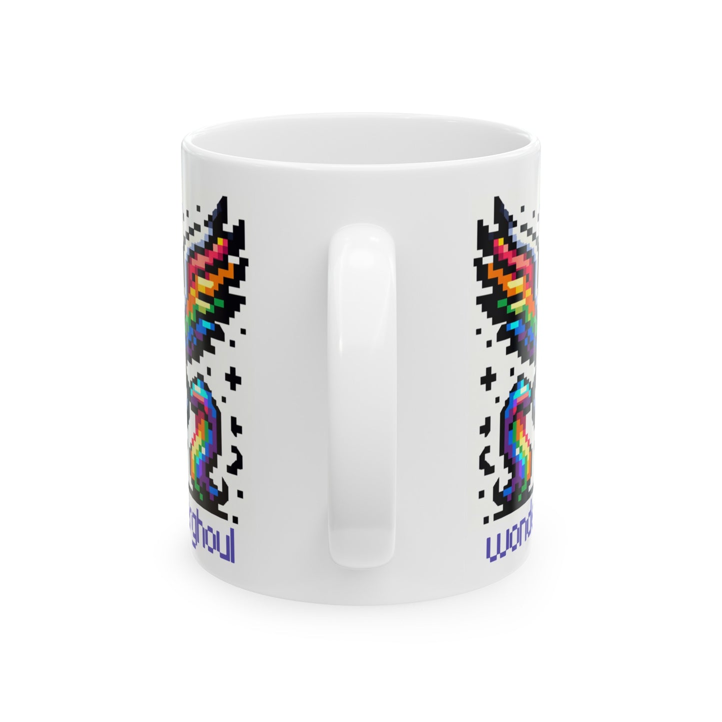 Wonderghoul Black Rainbow Unicorn - Ceramic Mug, (11oz & 15oz)