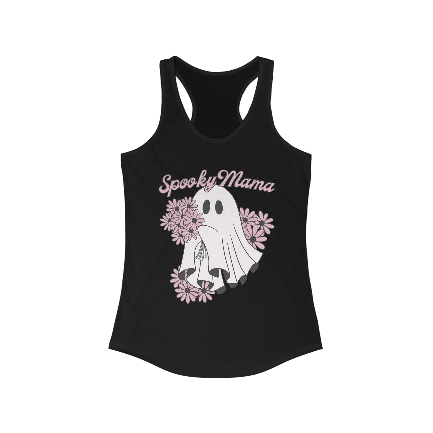 Spooky Mom Ghost Flowers - Women's Racerback Tank