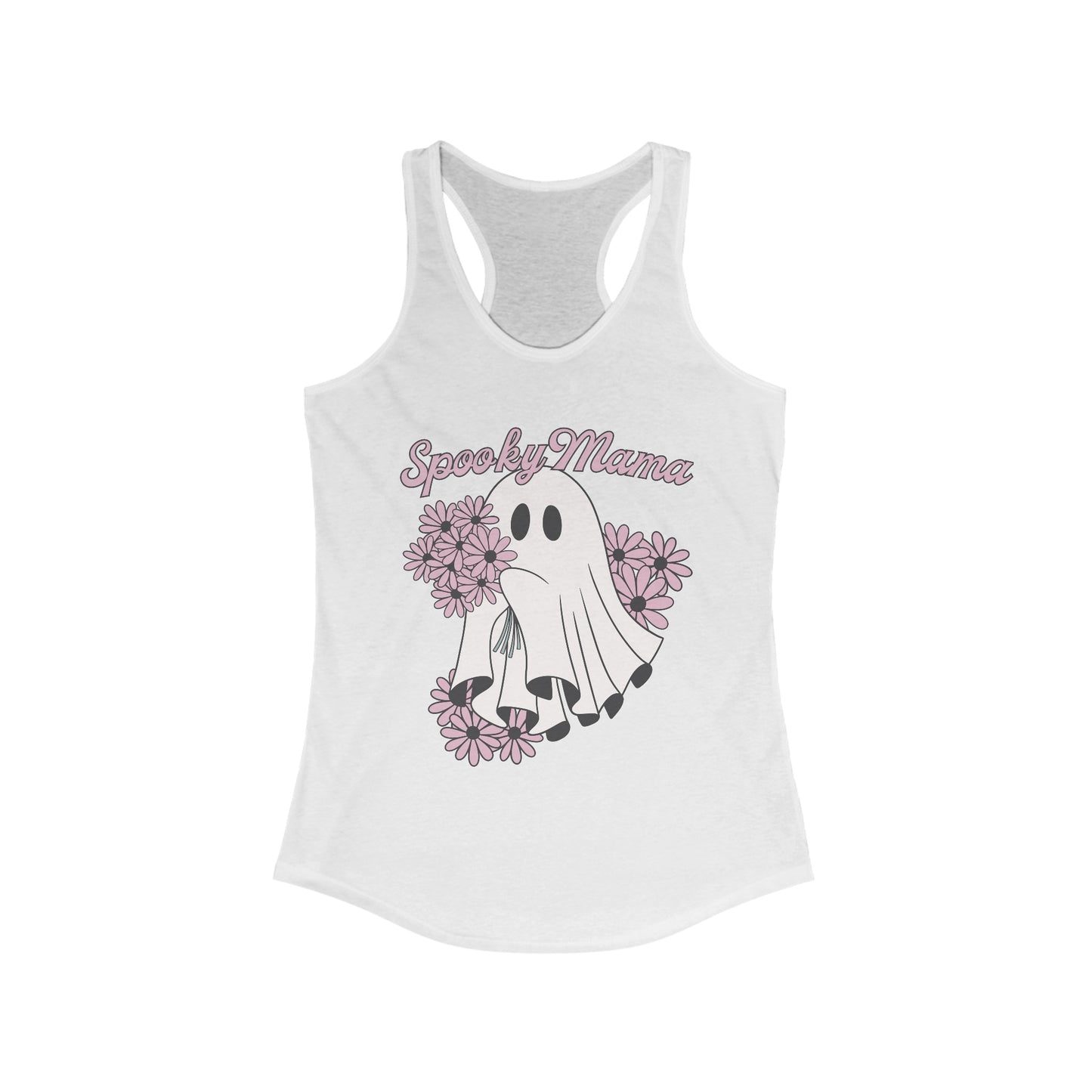 Spooky Mom Ghost Flowers - Women's Racerback Tank